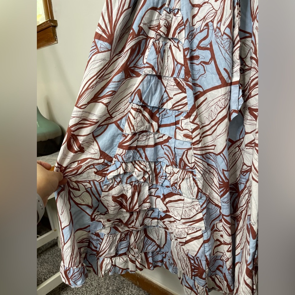 Nicholas the Label Julie Poplin Maxi Dress Mocha Etched Floral Sz 4 Garden - Picture 8 of 16